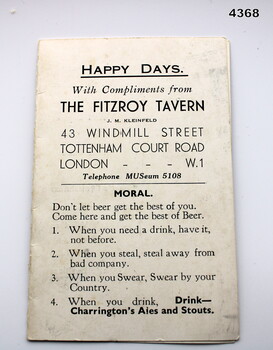 Advertising card with moral advice