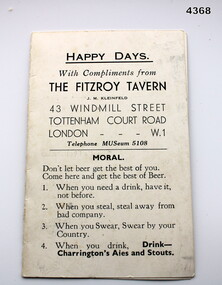Advertising card with moral advice