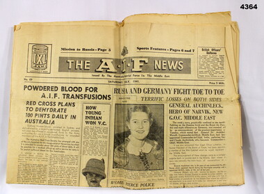 News paper, The AIF news Middle East 1941