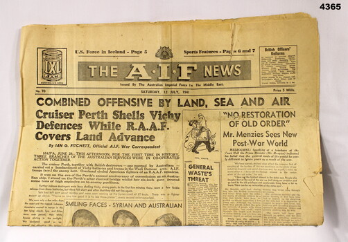 News paper for Australian forces in the Middle East