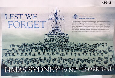 Poster, lest we forget HMAS Sydney
