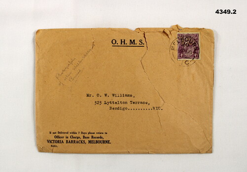AMF envelope for military mail.