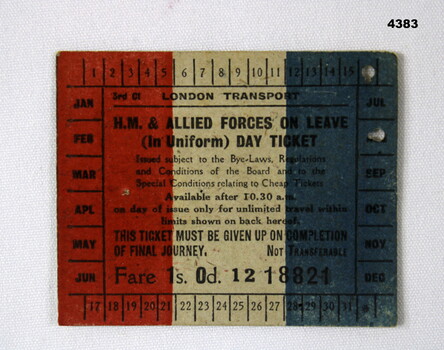 Allied Forces day leave ticket London transport