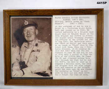 Photo and details framed of an Australian officer WW2