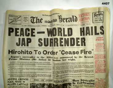 Melbourne herald newspaper Japanese surrender