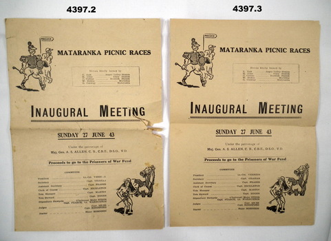 Mataranka Picnic Races programme from June 1943
