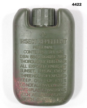 Green plastic mosquito insect repellant bottle