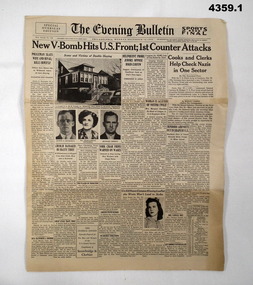 The Evening Bulletin Newspaper 1944.