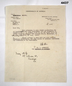 Letter to F.G. Davey to arrange an appointment.