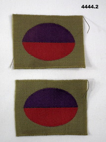 Two colour patch’s denoting 38th BN AIF.