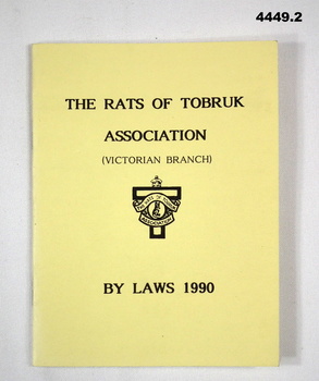 Rats of Tobruk By Laws booklet 1990