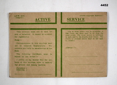 Khaki Active Service envelope WW2