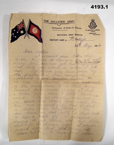 Three letters written in WWI