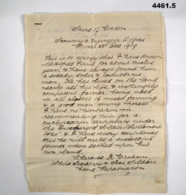 references supporting application for Soldier Settlement