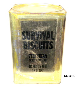 Survival biscuits in tin, c. 1971