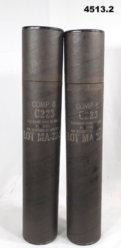 Cylindrical containers that held 81mm mortar rounds