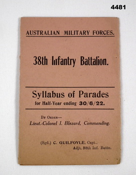 Fold out Training date pamphlet 38th BN