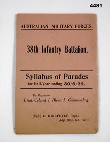 Fold out Training date pamphlet 38th BN