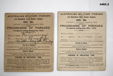 Training parades for 38th BN senior Cadets 1919