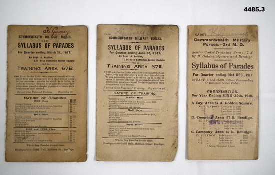 Syllabus of parades Training Area 67B 