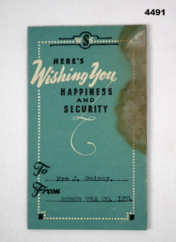 War Savings stamps in folder WW2