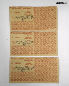 Clothing ration card Australia 1948