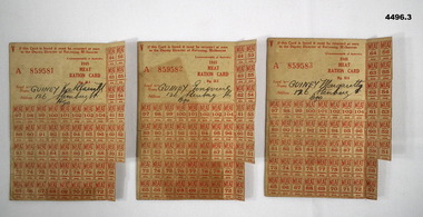 Meat ration cards Australia 1948