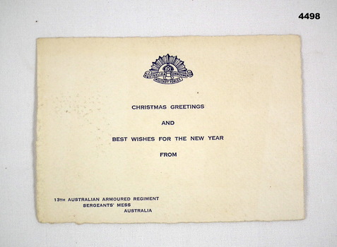 Australian Military Forces Christmas card