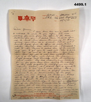 Letter and envelope on a combined services letterhead