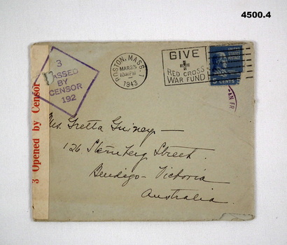 Letter and envelope from the USA WW2