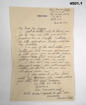 Letter and envelope from the USA WW2