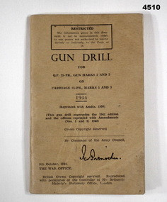 Gun drill manual 25PDR 1944