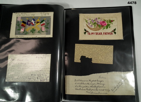 Scrap book of cards and letters WW1