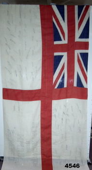 HMAS Navy ensign, signed HMAS Bendigo.