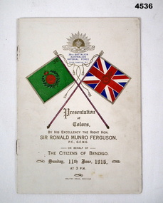 Pamphlet, presentation of the 38th Battalion Colours