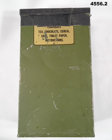 Green ration tin containing five items