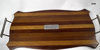 Trench art, wooden tray with inscription, New Guinea 1943