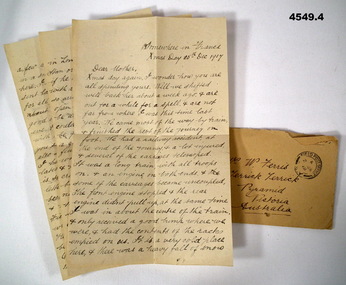 Letter and envelope dated Xmas day 1917