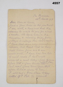 Letter written from France 1917