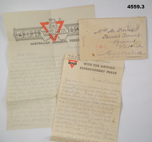 Letters and envelopes from France WW1