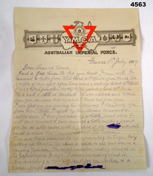 Letter written from France 1917