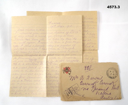 Letter, envelope from Alf Ferris to Family