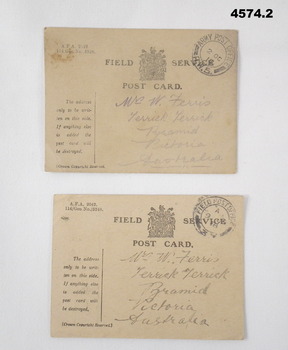 Two Field Service Post cards WW1