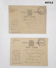Two Field Service Post cards WW1