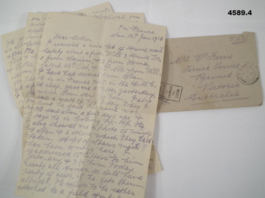 Letter from Alf Ferris to his Mother.