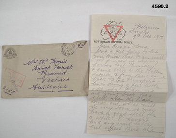 Letter and envelope from France 1917
