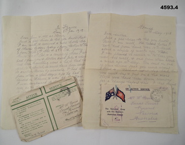 Letters and envelopes from France WW1