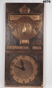 Plaque with clock Bendigo Rats of Tobruk