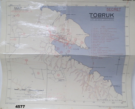Laminated map of Tobruk Harbour.
