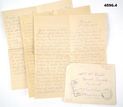 Letter and envelope written from France